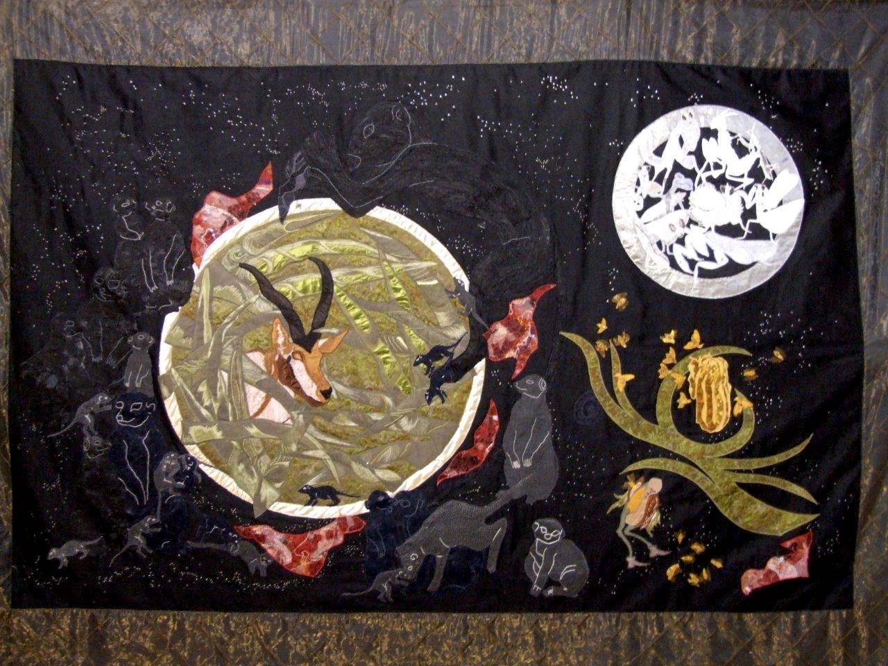 Image showing one of the Shared Sky quilts created to show the creation of dark and the moon.