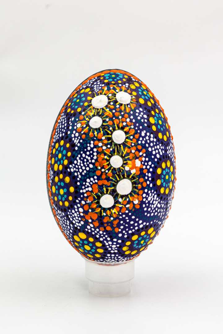 Pleiades painted on an emu egg.