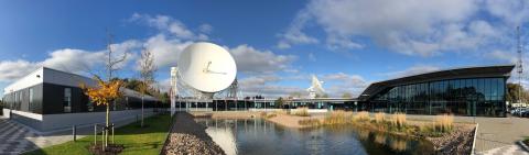SKAO HQ Panorama with Lovell Telescope in the Background