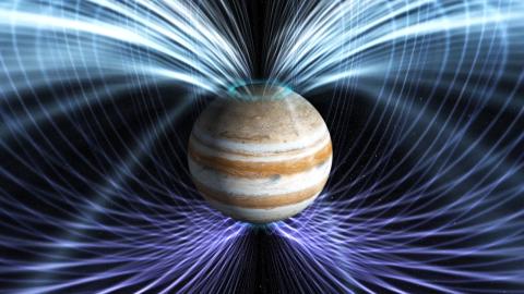 artist’s impression of the strong magnetic field around Jupiter