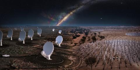 SmartGlow helped prove feasibility of powering SKA-Low in Australia (right). A prototype power station building on their findings will be built at SKA-Mid's dish array in South Africa (left) will 