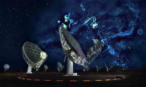 MeerKAT telescope showing radio bubbles