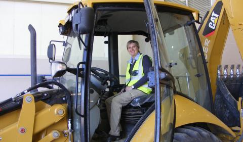 Tracy Cheetham in a JCB digger