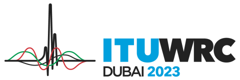 Logo of the ITU World Radio Conference 2023 in Dubai