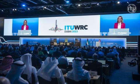 ITU Secretary-General Doreen Bogdan-Martin addresses delegates at the 2023 World Radio Conference in Dubai
