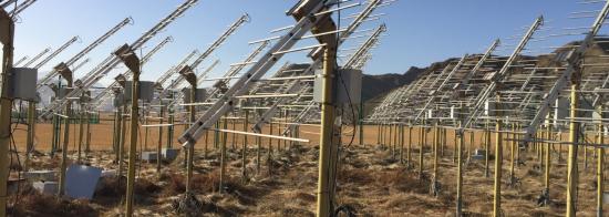 Picture of dozens of dipole antennas installed in neat rows.