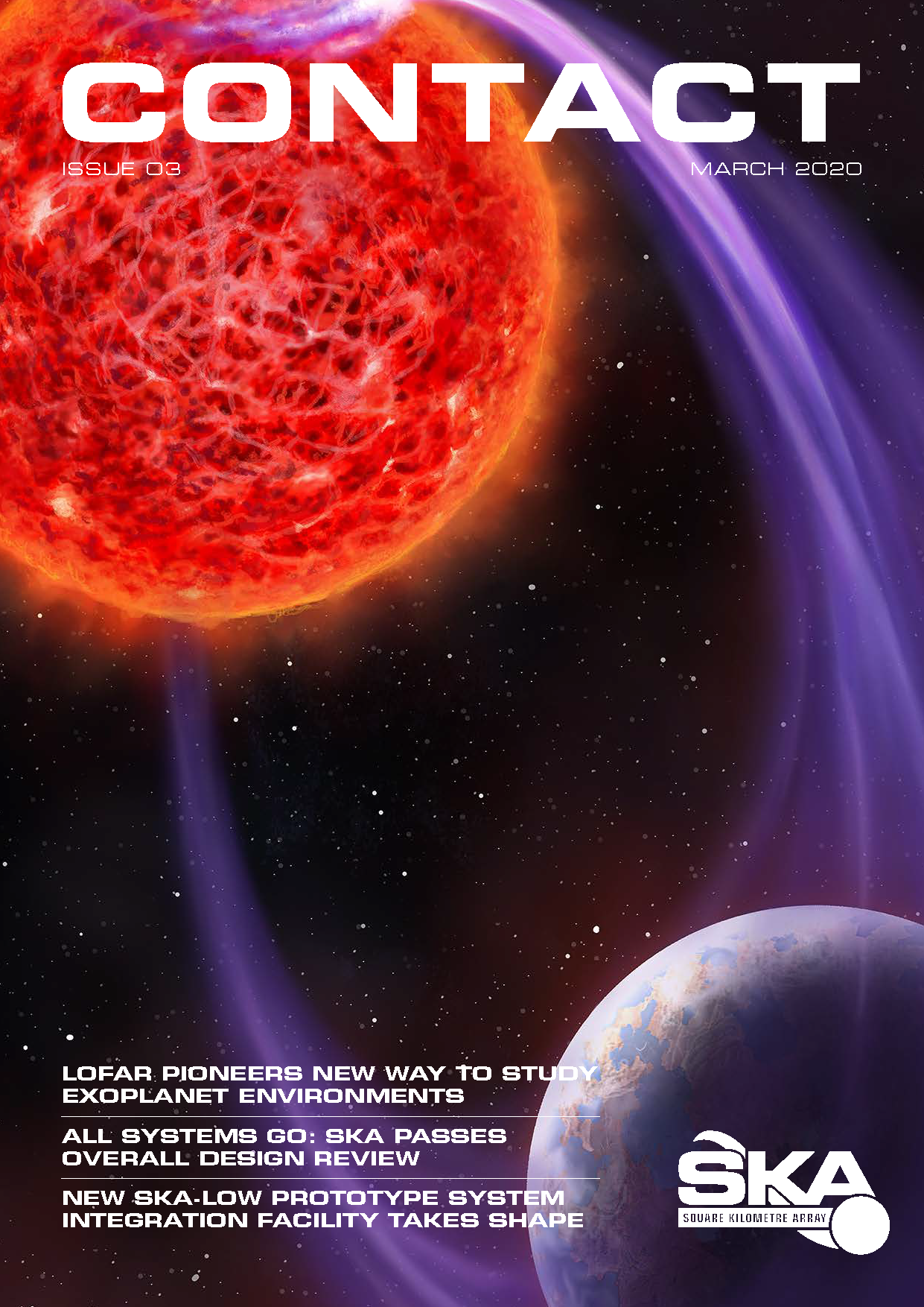 Cover for Contact issue 3 showing an artist's impression of a star and an orbiting exoplanet