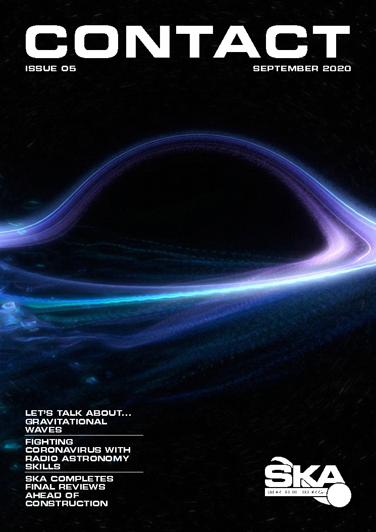 Cover for Contact issue 5 with an artist's impression of a gravitational wave