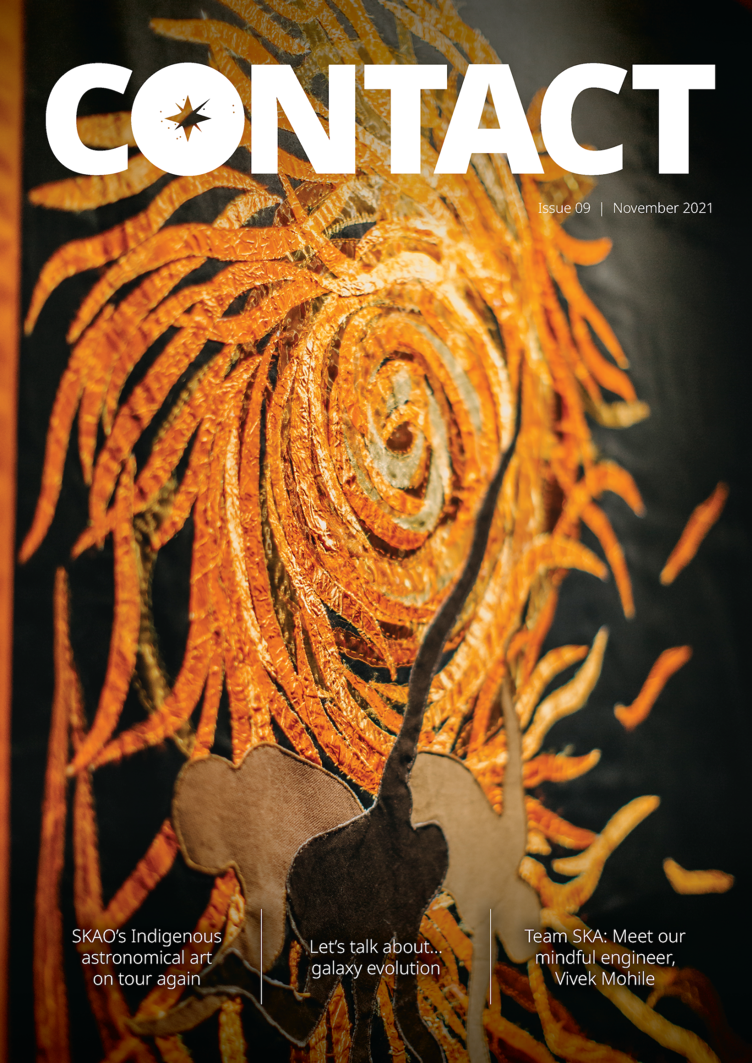 Cover for Contact issue 9 with one an artwork from Shared Sky exhibition depicting the Sun
