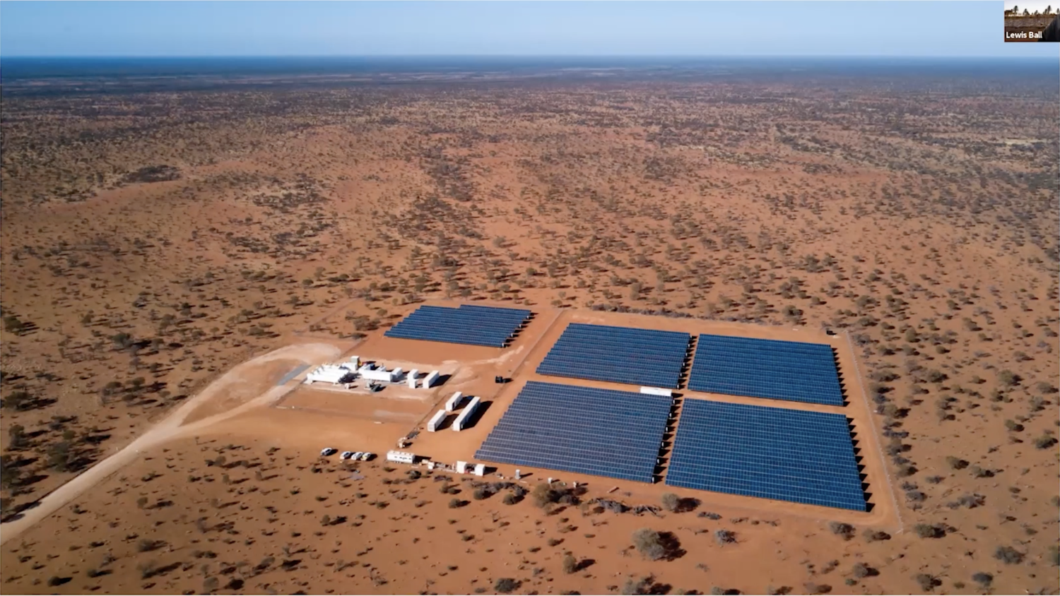 Aerial shot of a solar power station at the observatory site in Western Australia