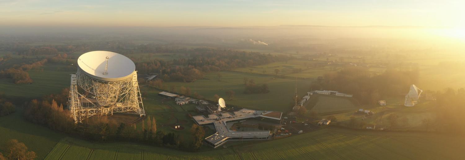 Aerial view of the SKA GHQ at sunrise